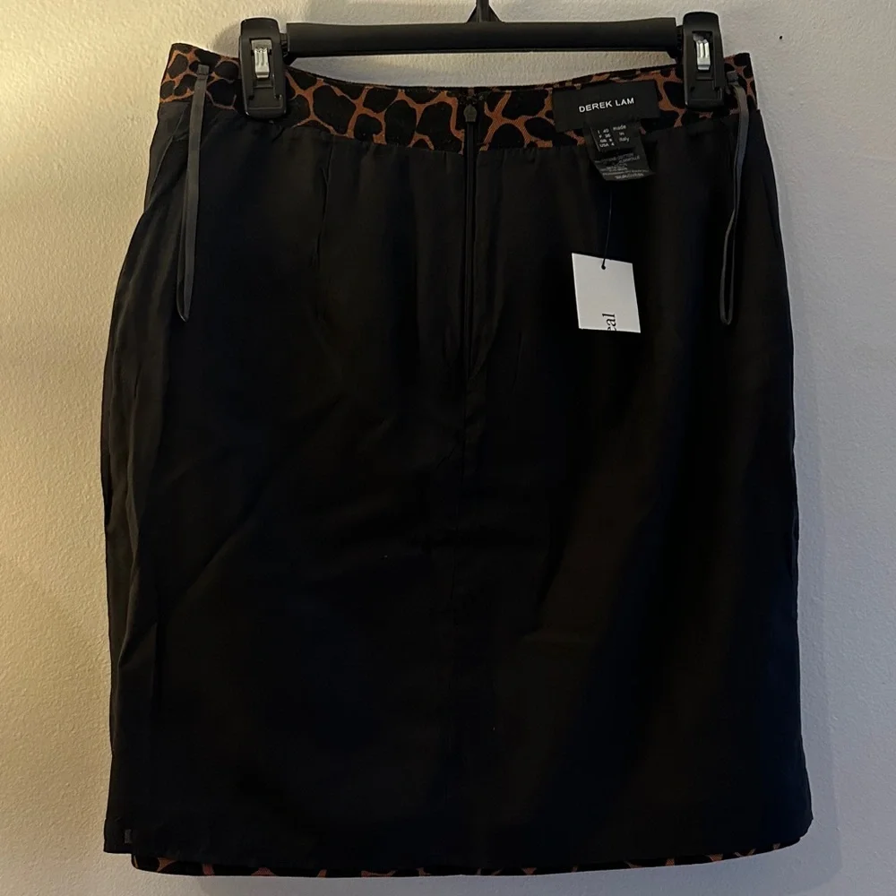 Derek Lam Black and Brown Patterned Pencil Skirt